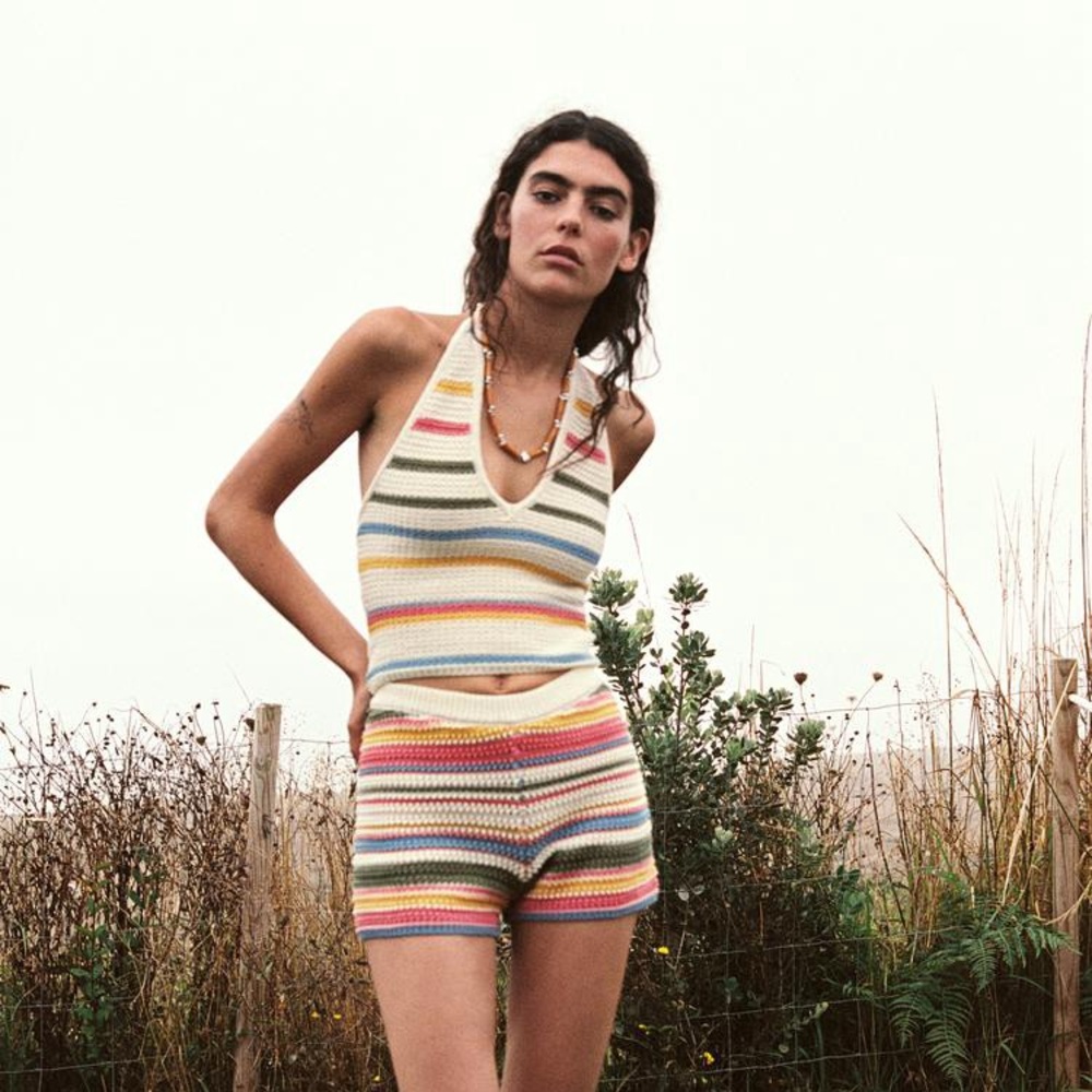 NWT Zara Rainbow Crochet Halter Top - Small